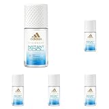 adidas Instant Cool Deo Roll-On für sie, mit Minzöl und 24 Stunden Frische mit hautfreundlicher Formel, 50 ml (Packung mit 5)