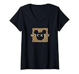 Disney Mickey Mouse Gold Cheetah Print Box T-Shirt mit V