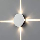 Nordisch, modern, für den Innen- und Außenbereich, rund, 6 W, Wand, LED, 4 Köpfe, Innenleuchte, Flur, hoch, niedrig, Wandleuchte, warmweiß, 3000 K-4000 K, Wandleuchte für Studio, Theater, R