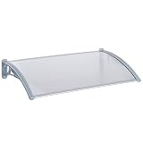 Outsunny Vordach, transparent, aus robustem PVC und Aluminium, 140 x 70 x 21