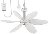 Sichler Haushaltsgeräte Deckenventilatoren: Mobiler Decken-Ventilator mit 6 Flügeln, Timer, Aufhänger, 43 cm, 7 W (Deckenventilator mit Stecker, Deckenventilator Steckdose, Fernbedienung)