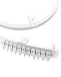 QWORK® 2m Vorhangschiene, Gebogene Deckenschiene für Fenster Vorhänge, Deckenmontage, weiß, Gebogene S