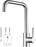 Niederdruck Wasserhahn Küche Armatur aus Edelstahl, Lonheo Küchenarmatur 360° Schwenkbare Mischbatterie Küche Spültischarmatur für Boiler oder Untertischg