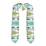 LGHHGY Abgeflachter Abschlussschal mit ruhigem Seen-Druck, Schärpe, perfekt für die Abschlusszeit, Unisex-Schal, Scharfe Ecken, Einheitsgröß