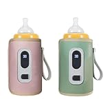 Baby Flaschenwärmer, USB Flaschen Wärmer Babykostwärmer Milchwärmer mit LCD Display MilchflaschenwäRmer Flaschenwärmer Auto für Unterwegs und Zuhause für alle Flaschen,Baby Tasche (Grün)