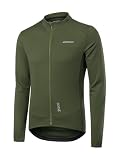 BERGRISAR Herren Fahrradtrikot Radtrikot Langarm für Frühling Herbst Rennrad MTB Mountainbike Trikots, Armeegrün, L