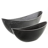 LB H&F 2 Stück Dekoschale Set Schale Schmuckschale Blumenschale 39 cm massiv Kunstoff grau modern Industrial Betonoptik (Grau 1)