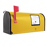 banjado® Amerikanischer Briefkasten - US Mailbox/Letterbox mit Motiv Post Gelb 51x22x17cm - Postkasten Stahl aus Amerika – Briefkasten amerikanisch pulverb