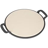 GriHero Pizzastein mit Gusseisen Griffhalterung für Weber Gourmet BBQ System, Enders Gasgrill, Backofen Grill, Gasgrill & Holzkohlegrill, Herausnehmbarer Pizzastein 31.5