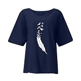 HOOUDO Angebote des Tages Heute Damen-T-Shirt mit Blumenmuster, Vintage-Aufdruck, Rundhalsausschnitt, lässig, locker, aus Baumwolle und Leinen Kette Damen Silber 925 Schwan Sale Angebote Bestellung
