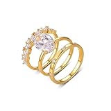 KnSam Echt Gold Eheringe Gold Au585, Trauringe Zierlich mit Moissanit Ovalschliff, Verlobungsring Au585 Gold, Gr.53 (16.9)