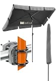 4smile Sonnenschirm Balkon SunnyShade - Sonnenschutz Balkon 3-in-1 SET, Anthrazit - UPF 50+ Sonnenschirm rechteckig 200 x 125 cm + Sonnenschirmhalter Balkongeländer + Sonnenschirmhü