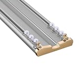 Robustes Doppel-Vorhangschienensystem, 4 m, verstellbare Deckenhalterung aus Aluminiumlegierung, für Schiebevorhänge, Raumteiler, hellgrau, extra dickes Desig