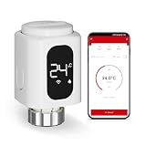 ECOBAY WiFi Heizkörperthermostat, kein Hub erforderlich, smartes TRV, kabelloses Heizungsthermostat, APP- und Sprachsteuerung (Alexa, Google Assistant), Energiesp