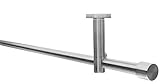 Gardinenstangen-Set, Ø 16 mm, geeignet zur Deckenbefestigung oder Wandbefestigung, 1-läufig Metall EDELSTAHL-OPTIK, 400 cm (2x200