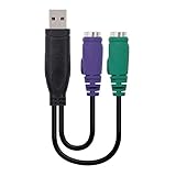 Nanocable 10.03.0101 - PS/2 Konverter (Tastatur und Maus) auf USB 2.0, Typ 2xPS/2/H-A/M, weiblich-männlich, schwarz, 15