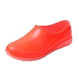Stiefel Mit 𝐀bsatz Schwarz Schuhe Küche Klassische Arbeitsstiefel Überfußregenstiefel Schwarze Lack Stiefeletten (Orange, 44)