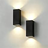 CANMEIJIA 2er Pack LED Wandlampe Außen Schwarz, Moderne Eckige Wandleuchte aus Aluminium, 5W Energiesparende Außenbeleuchtung IP65 Strahlwassergeschützt, Wandspot mit Austauschbarer GU10 Fassung