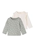 Vertbaudet 2er-Pack Baby Shirts Basic, Print & Uni mit Volants salbeigrün 68