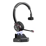 Bluetooth Headset mit Mikrofon Noise Canceling, Wireless Headset mit Eingebauter Bluetooth-Dongle für PC, Computer, Kabellose Headsets für Handy CallCenter Büro Zoom Microsoft Teams Skype C