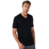 ALPIN LOACKER Merino Shirt Herren Kurzarm I Antischweißshirt I Merinowolle Tshirt I Thermooberteil atmungsaktiv, V-Neck Schwarz L