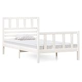 HETFTJN Outdoor Bett Bettgestell Gästebett Bett Einzelbett/Double Bed - Massivholzbett Weiß 90x190 cm für Schlafsaal Schlafzimmer Hotel G