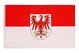 PHENO FLAGS Brandenburg Flagge - Bundeslandfahne mit Messing-Ösen - 90 x 150 cm - Wetterfeste Fahnen für Fahnenmast - 100% Poly