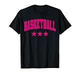 Klassischer College-Text „Basketball All Pink Stars“ im Retro-Look T-S