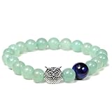 JJDreams Edelstein Armband Natursteine Armband Eule Perlenarmband Damen 8MM Heilsteine Armb