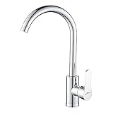 Auralum Wasserhahn Küche Hochdruck, Küchenarmatur mit Hoher Auslauf & Abnehmbarer Belüfter, Armatur Küche Verchromt 360° Drehbar, Spültischarmatur Küche mit 2*G3/8 Anschlü