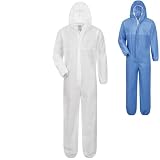 Safetytex SMS Schutzanzug - Einweg Overall - PSA Kat. 3 Typ 5/6 - Partikeldicht & Spritzwassergeschützt - Ideal für Asbest, Sanierung & Industrie - Weiß Gr. L (1 Stück)