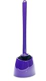 WcWunder antibakterielle WC Bürste Reinigungsbürste Toilettenbürste Klobürste WC Wunder Bürste mit Bodenhalter Behälter mit hygienischem Silikon Reinigungspad - Basis Modell, lila - Soft mit extra flexiblem Silikon Reinigungsp