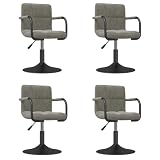 GHVBNMF 4er Set Esszimmerstühle Drehbar Samt Hellgrau - Höhenverstellbare Küchenstühle mit Armlehne und Gasdruckfeder - Moderne Polsterstühle für Esszimmer Bar und Küchenthek