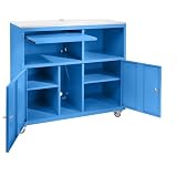 EUROKRAFT | Basic | PC-Pult | mobil | HxBxT 1184 x 1180 x 590 mm | lichtblau RAL 5012