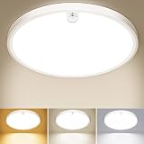 Led Deckenleuchte mit Bewegungsmelder innen - Lampe mit Bewegungsmelder Innen Deckenlampe Led, 18W 2000LM Rund 3000K 4000K 6500K Weiss Wandleuchte Wandlampe Sensor Licht für Flur Keller Balkon Trepp