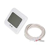 SOIMISS Programmierbarer Digitaler Temperaturregler mit Touchscreen Raumthermostat für Elektrische Fußbodenheizung Externer Fühler Kompakt LCD Display mit Weißer Hintergrundbeleuchtung
