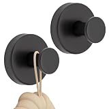 2 Stück Saugnapfhaken, Saugnapf Haken Badezimmer Saughaken extra stark Saugnäpfe Gewinde Hooks Handtuchhaken Bademantelhaken(Schwarz*2)