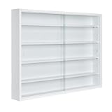 Inter Link - Sammlervitrine - Hängevitrine - Wandregal - Glasvitrine - Wandvitrine - Hängeregal - Schaukasten - MDF - Weiß (80x60x9.5 cm) Comp