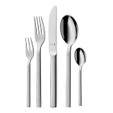 WMF Lyric Plus Edelstahl Besteck Set 6 Personen, Essbesteck Set 30teilig, Hohlheftmesser, Cromargan protect teilmattiert, kratzbeständig, spü