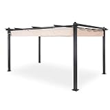 blumfeldt Pantheon Pergola Awnings, Pavillon Wasserdicht, Stabil & Winterfest, Gartenpavillon mit, Pavillon aus Metall, Terrassenüberdachung mit UV-Schutz, Polyester, 2,95 x 3,95 Meter,Grau/S