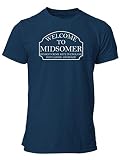 clothinx Midsomer Inspector - Welcome to Midsomer - Highest crime rate in England - Population Unsteady - The Home of Inspector Barnaby Herren T-Shirt Navy Gr. XL