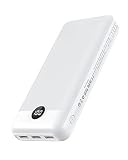 VEGER Powerbank, 20W PD Schnelles Aufladen Externer Akku Power Bank, USB C Tragbares Ladegerät mit LED Display, 4 Ausgänge und 2 Eingänge Kompatibel mit iPhone, iPad, Handys,Tablets usw(Weiß)