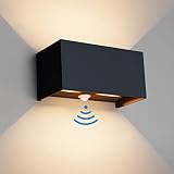 Klighten 24W Aussenlampe mit Bewegungsmelder, IP65,3000K Warmweiß Wandleuchte Außen/Innen, Einstellbarer Lichtstrahl außenlampe mit bewegungsmelder für Flur/Weg,