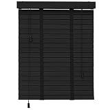 Schwarze Holzjalousien, 85 cm/95 cm/115 cm/125 cm/135 cm breit – ideal für Fenster, Innenbereich, Küche, Schlafzimmer – Verdunkelung mit Beschlägen und Zug