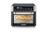 SEVERIN 2-in-1 Toastofen & Heißluftfritteuse, Air Fryer, 25 L, mit LED-Display, Timer & 12 Auto-Programmen, inkl. Backblech, Grillrost, Frittierkorb, 40-220°C, 2.200 W, schwarz-silber, TO 9579