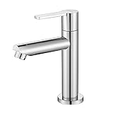ONECE Kaltwasserhahn Gäste WC Wasserhahn Kaltwasser Standventil Kaltwasserarmatur aus Messing, Kleine Armatur nur Kaltwass mit Anschlussschlauch, C