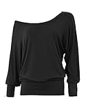 Damen Fledermaus Langarm T-Shirt Gr. 42, Schw