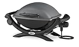 Weber Q 1400 Elektrogrill/Tragbarer Stadtgrill, Porzellanemaillierter Gusseisenrost, Schnellheizelement, 43 x 32 cm Grillfläche, Abnehmbare Auffangschale, 1,8 m Netzkabel, Schw