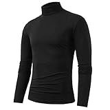 RUMAOZIA Herren Thermo-Unterhemd Langarm Rollkragenpullover Shirt Weich Atmungsaktiv und Warm Rollkragen Shirt Weiche Herbst Winter Top Elastisch Thermounterwäsche Oberteil Kompression Top