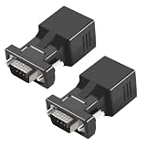 FYOBOT 2 Pack VGA Extender Stecker auf RJ45 CAT5 CAT6 20M Netzwerk Kabel Adapter COM Port zu LAN E